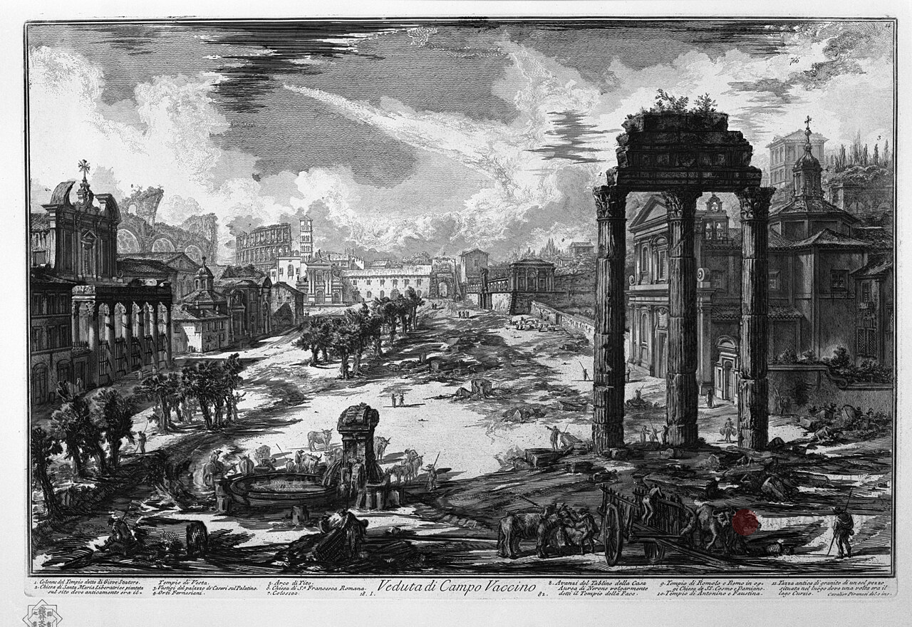 Piranesi — Vista del Foro Romano — Vedute di Roma — grabado documental del siglo XVIII