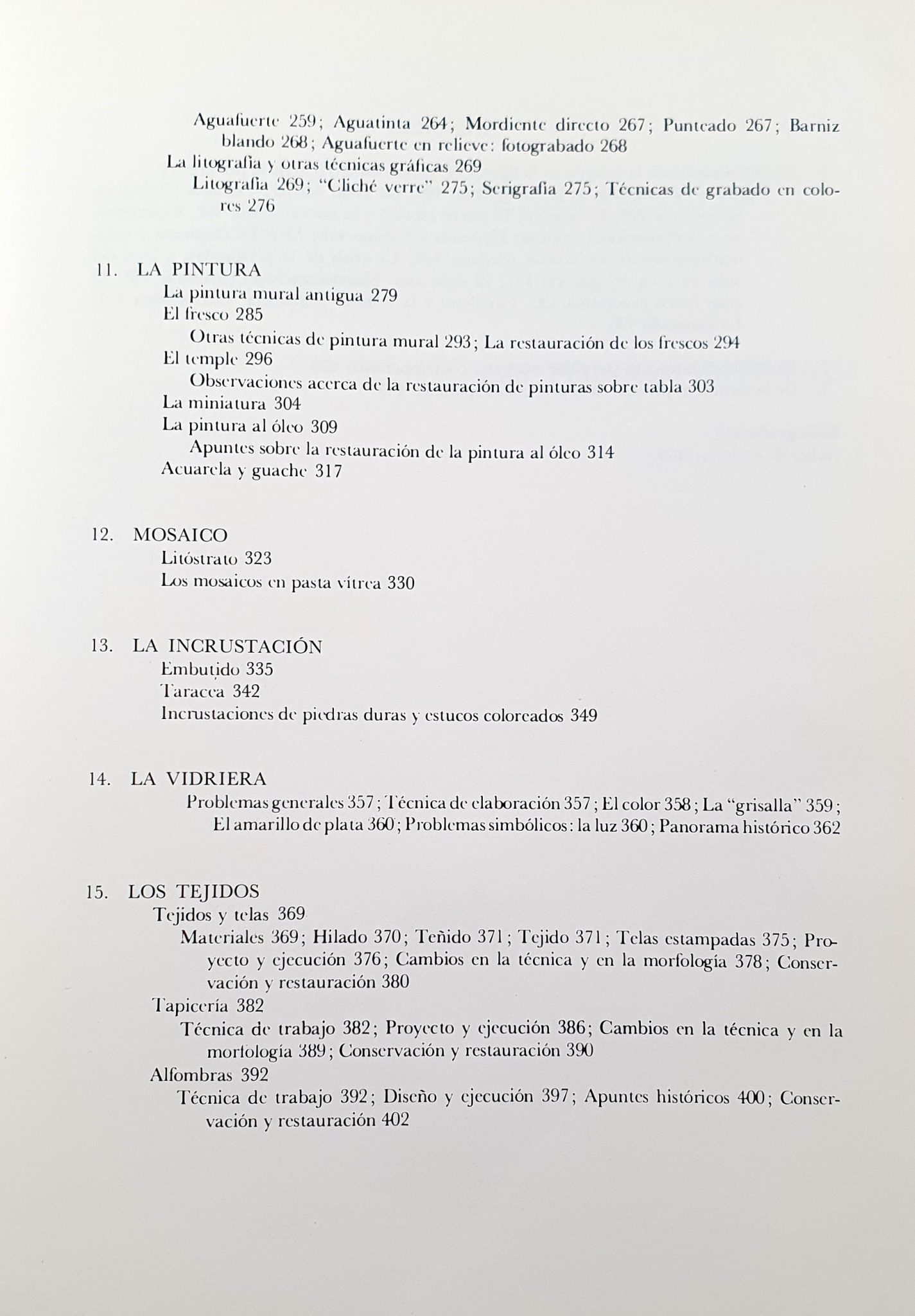 Maltese — Las técnicas artísticas, índice 3