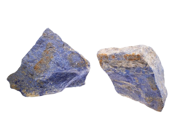 Mineral de lapislázuli en bruto — roca metamórfica azul con vetas de pirita dorada