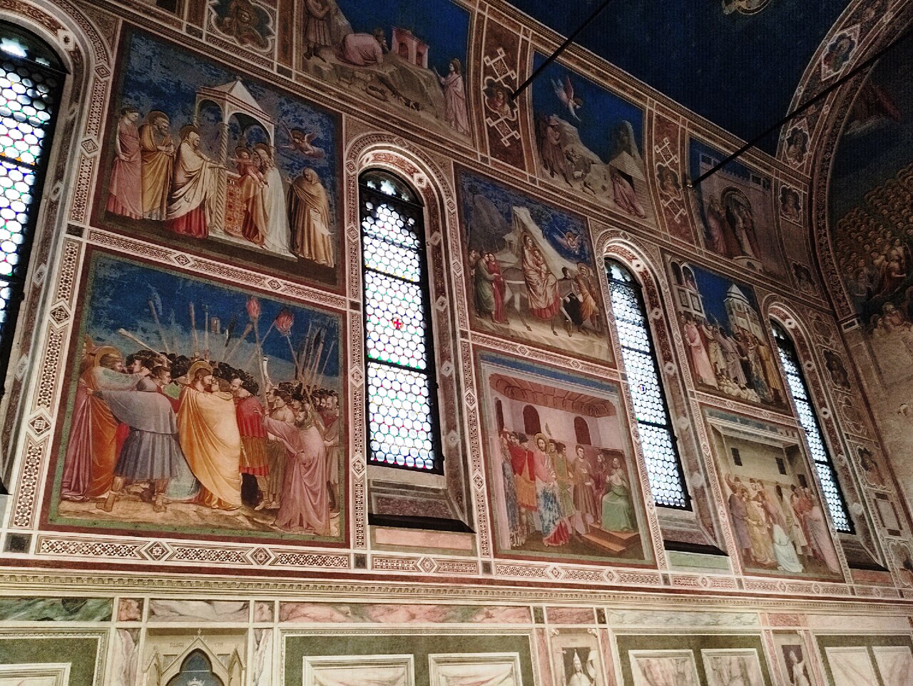 Capilla Scrovegni — Giotto, c. 1304-1306 — uso del lapislázuli a secco en pintura mural