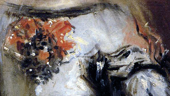 Las Meninas — detalle del cuello blanco con impasto de blanco de plomo — Velázquez