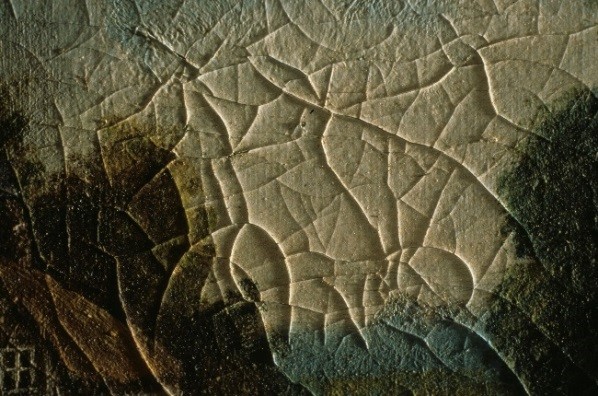 Detalle de craquelado en pintura al óleo antigua