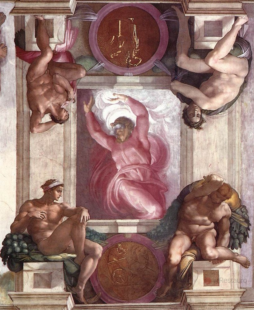 Dios separando la luz de la oscuridad, Capilla Sixtina, Miguel Ángel, tras la restauración