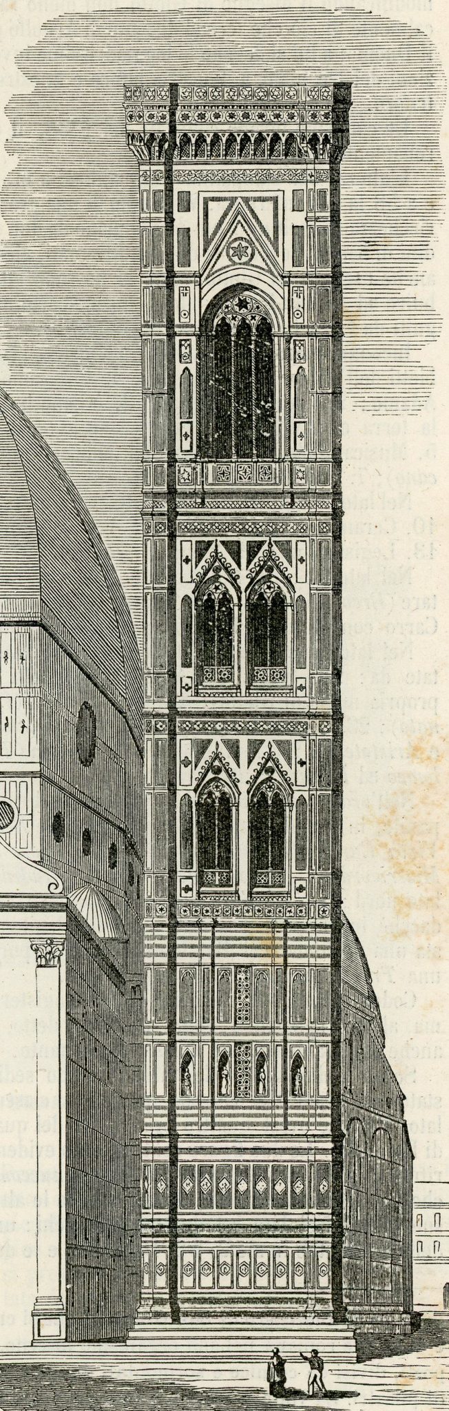Grabado antiguo del Campanile