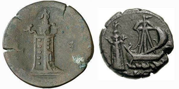 El Faro de Alejandría en monedas acuñadas en el siglo II d.C.
