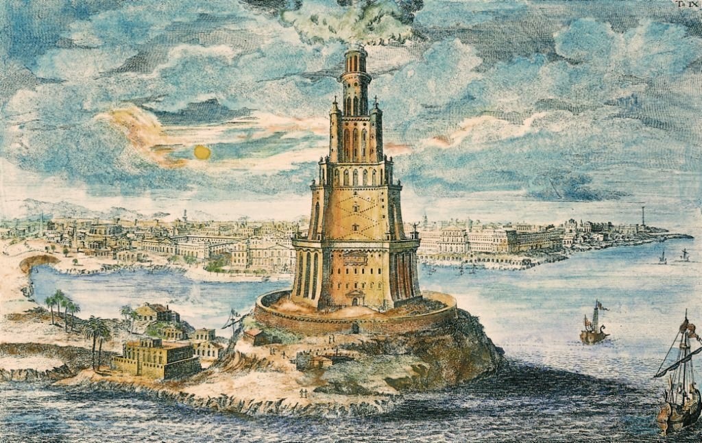 Reconstrucción del Faro de Alejandría por Fischer von Erlach