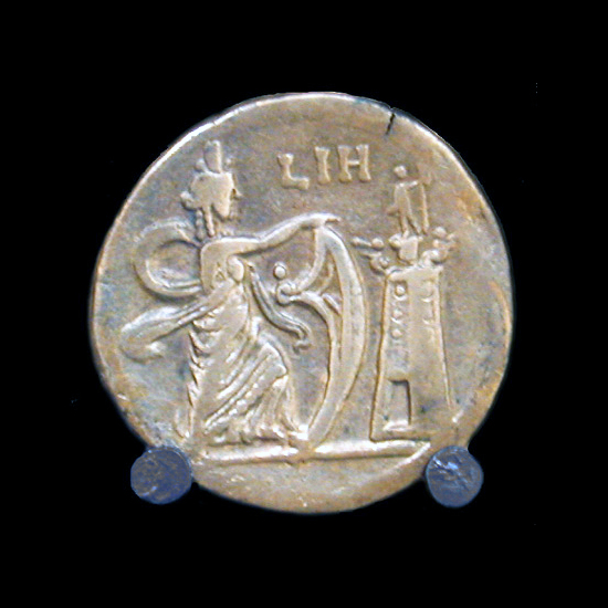 Moneda romana con el Faro de Alejandría, Museo Grecorromano de Alejandría