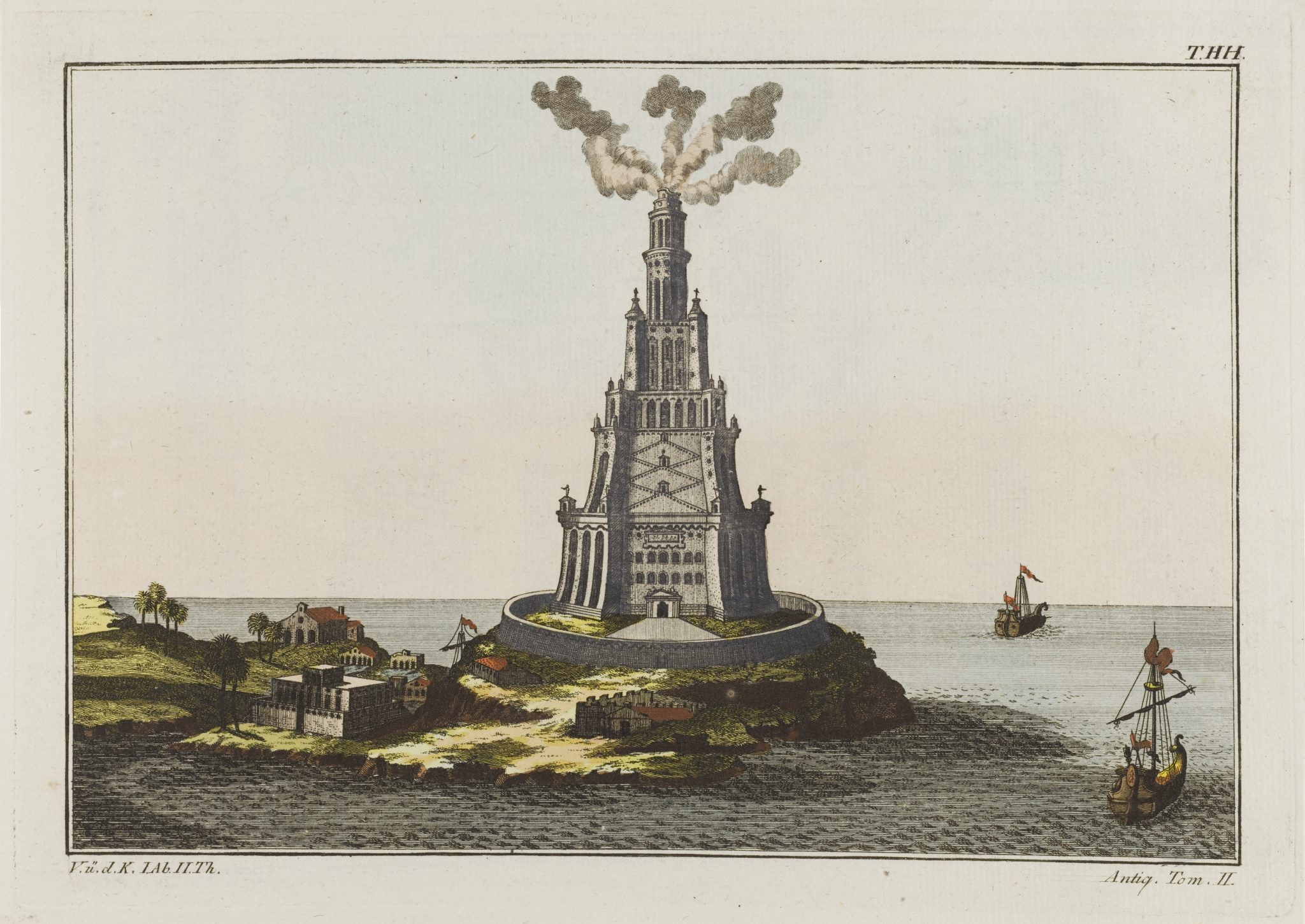El Faro de Alejandría, grabado coloreado, Wellcome Collection, ca. 1804-1811